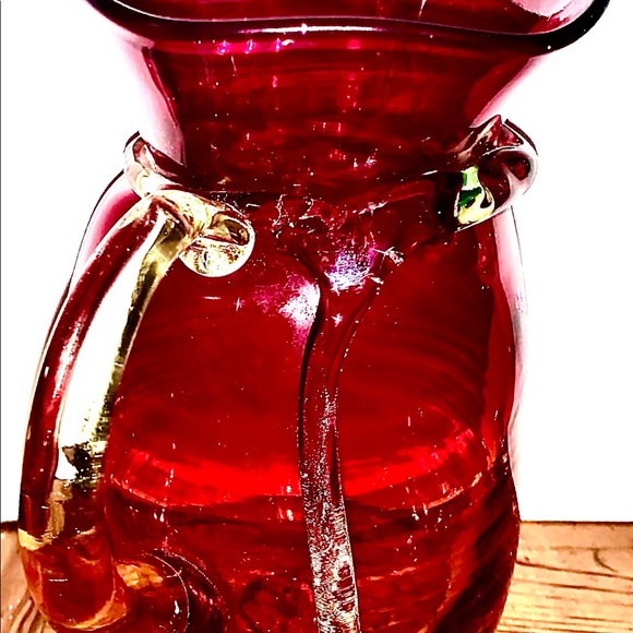 Red and Orange Blenko Art Hand blown Pitcher 1950’s - Picture 2 of 7